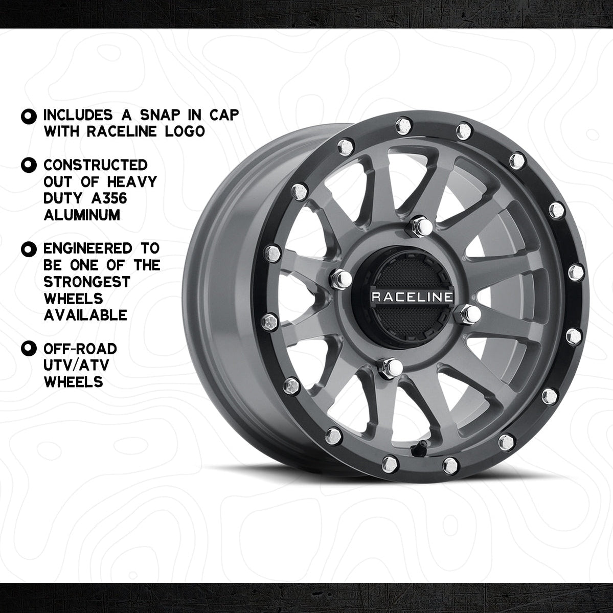 Raceline Trophy Stealth Grey Wheel 14x7 4x110 +10mm ATV/UTV