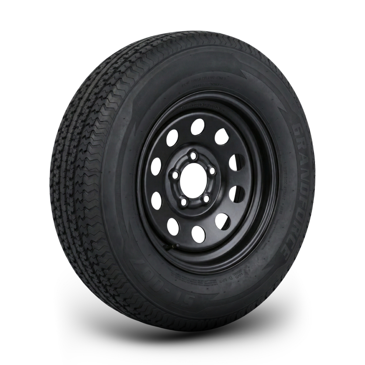ST205/75R15 10-Ply Trailer Tire on 15" 5-4.5 Black Modular Wheel