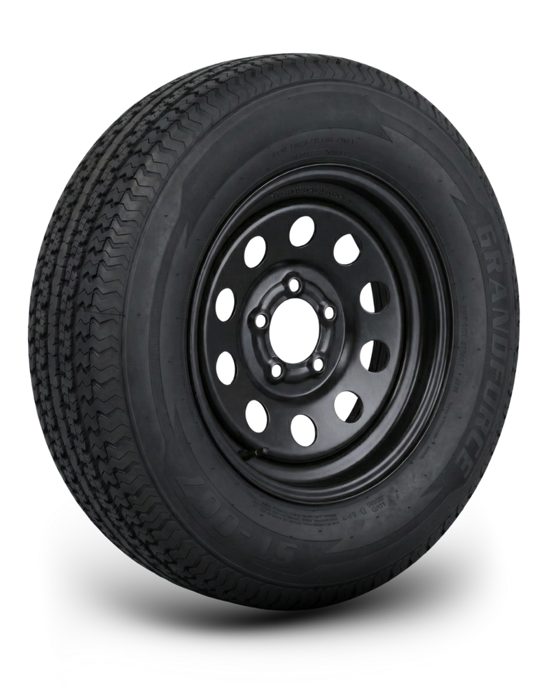 ST205/75R15 8-Ply Trailer Tire on 15" 5-4.5 Black Modular Wheel
