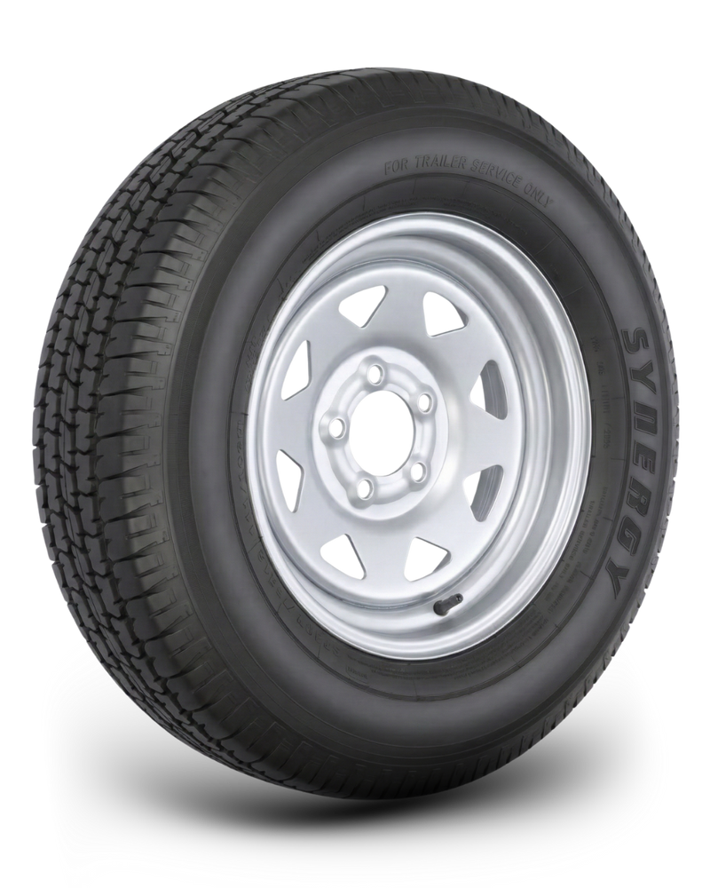 ST175/80R13 8-Ply Trailer Tire on 13" 5-4.5 Galvanized Spoke Wheel