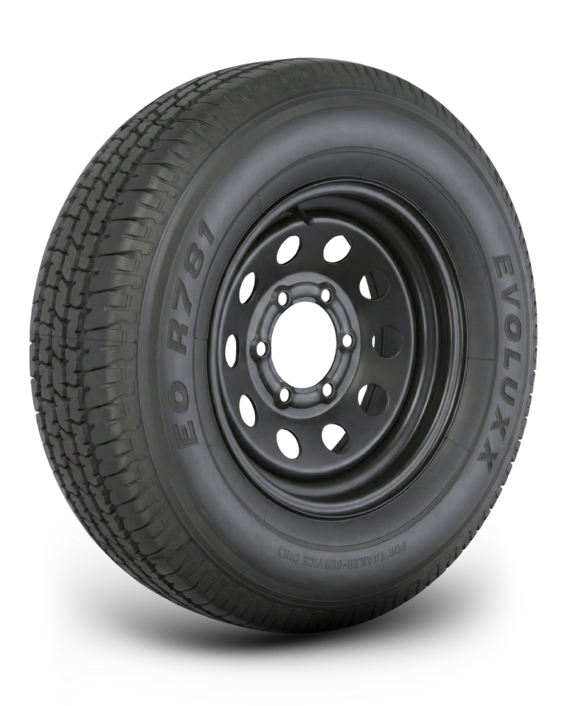 ST225/75R15 10-Ply Trailer Tire on 15" 6-5.5 Black Modular Wheel
