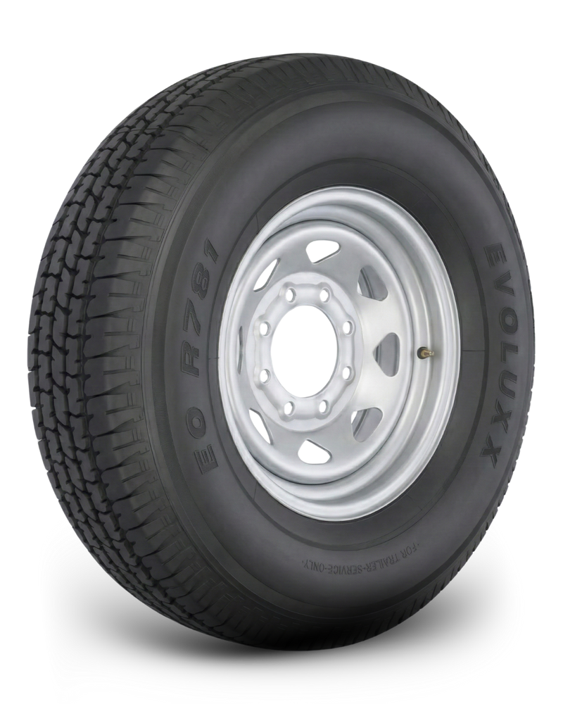 ST235/80R16 10-Ply Trailer Tire on 16" 8-6.5 Galvanized Spoke Wheel