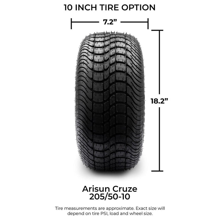 Arisun 10" Golf Tire Set of 4 205/50-10 Cruze Street Golf Cart Tires