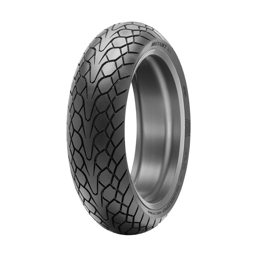 Dunlop Mutant 180/55ZR17 rear sport bike tire with M+S tread pattern and MicroGrip compound