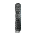 Rear Bridgestone Trail Wing TW52 dual-sport motorcycle tire with knobby tread and blue sidewall stripe