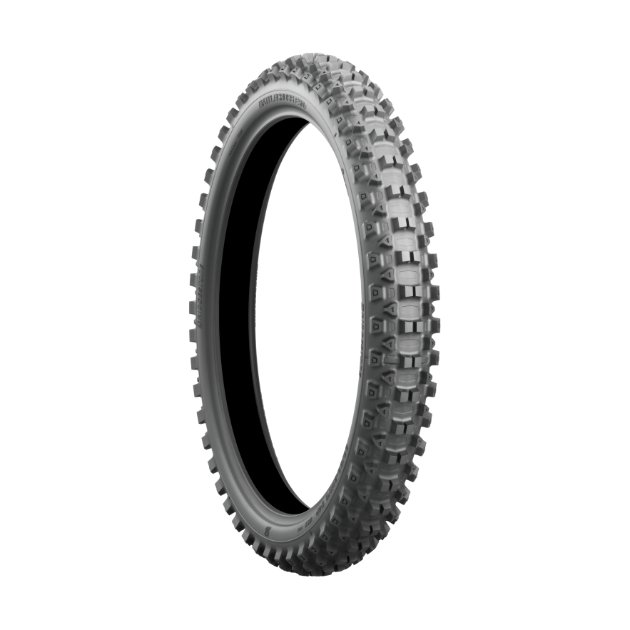 Bridgestone Battlecross E50 front dirt bike tire with aggressive knobby tread for enduro traction