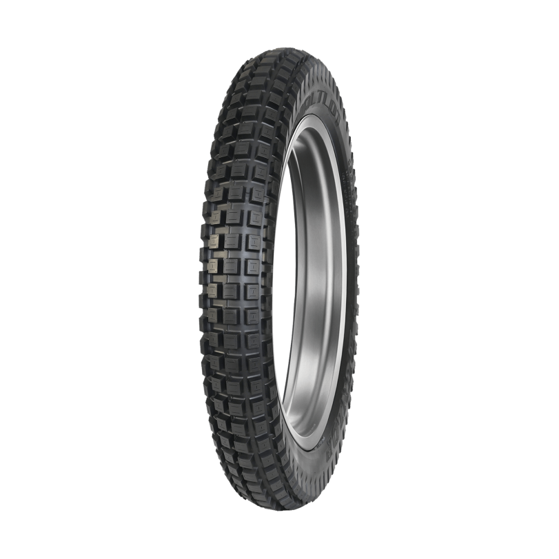 Dunlop Geomax Trial TL01 rear dirt bike tire with blocky off-road tread pattern
