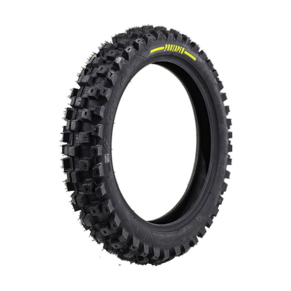 ProTaper MXT 04 rear dirt bike tire with asymmetric knobby tread and yellow branding