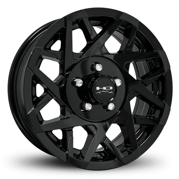 HPD 14" Trailer Assembly 205/75R14 8-Ply Trailer Tire on 14" 5-4.5 Gloss Black Canyon Wheel