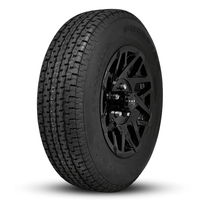 HPD 14" Trailer Assembly 205/75R14 8-Ply Trailer Tire on 14" 5-4.5 Gloss Black Canyon Wheel