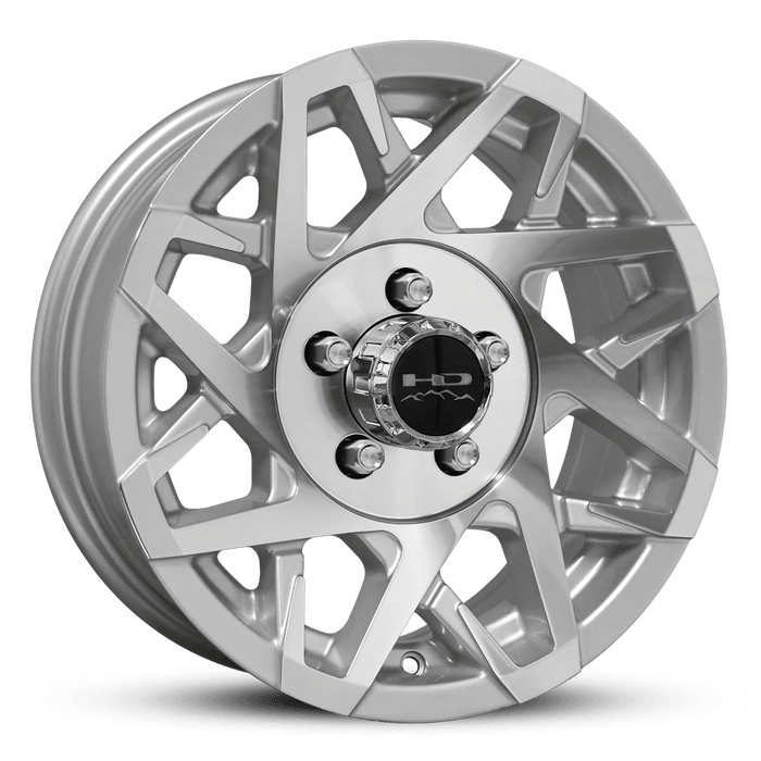 HPD 14" Trailer Assembly 205/75R14 8-Ply Trailer Tire on 14" 5-4.5 Gloss Silver Machined Face Canyon Wheel