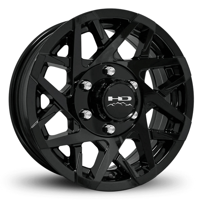 HPD 15" Trailer Assembly 225/75R15 10-Ply Trailer Tire on 15" 6-5.5 Gloss Black Canyon Wheel