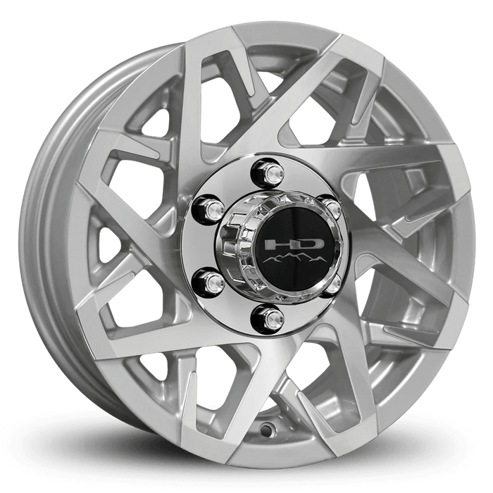 HPD 15" Trailer Assembly 225/75R15 10-Ply Trailer Tire on 15" 6-5.5 Gloss Silver Machined Face Canyon Wheel