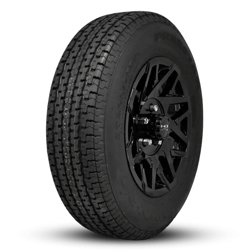 HPD 16" Trailer Assembly 235/80R16 10-Ply Trailer Tire on 16" 6-5.5 Gloss Black Canyon Wheel