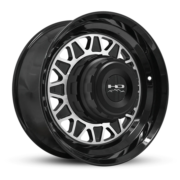 HPD 17.5" Trailer Wheel 121.2mm (Flange Nut Lug Hole) 17.5x6.75 8-6.5 HDT Gloss Black Machined Face Forged Trailer Wheel