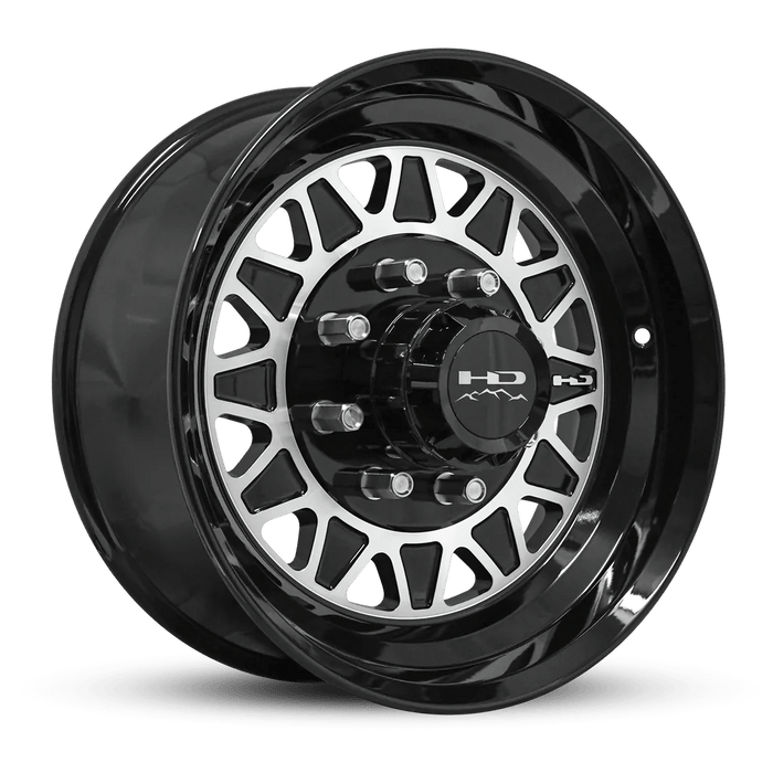 HPD 17.5" Trailer Wheel 121.2mm (Flange Nut Lug Hole) 17.5x6.75 8-6.5 HDT Gloss Black Machined Face Forged Trailer Wheel