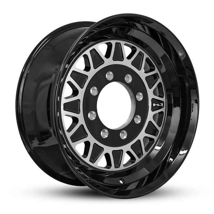 HPD 17.5" Trailer Wheel 17.5x6.75 8-6.5 HDT Gloss Black Machined Face Forged Trailer Wheel