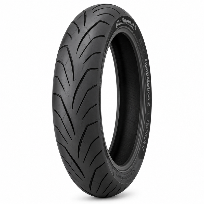 Continental ContiMotion Z motorcycle front tire side profile showing tread pattern
