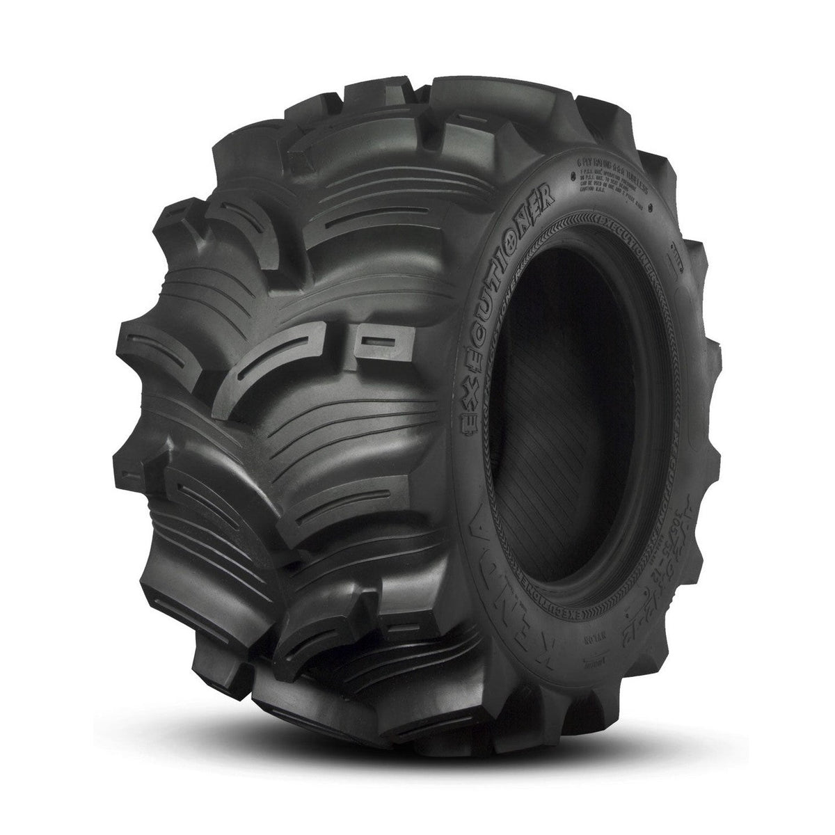 Kenda Executioner K538 25x8-12 ATV tire with aggressive tread and raised lettering