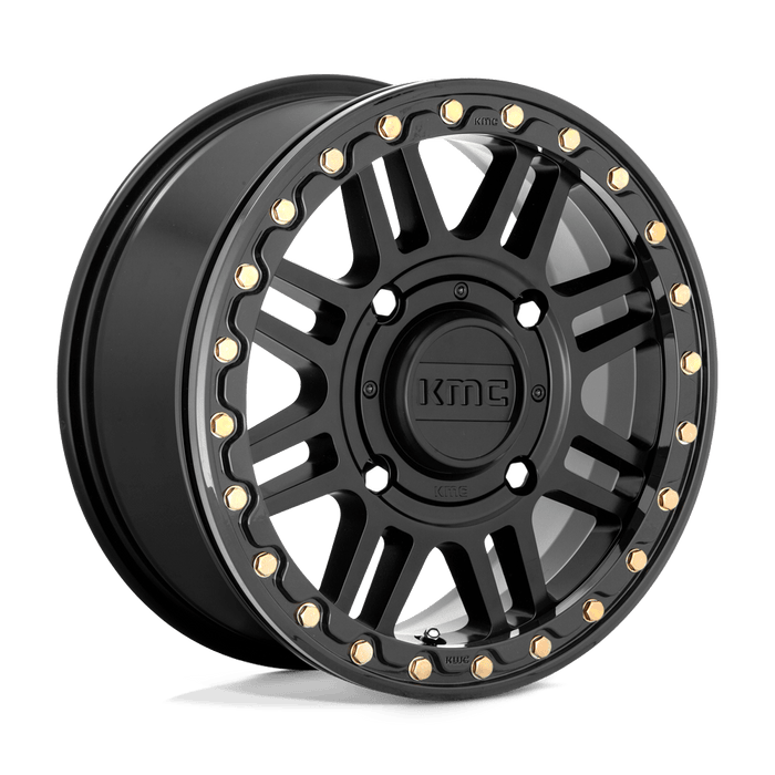 KMC Powersports SATIN BLACK W/ GLOSS BLACK RING / 15X6 | 4X137 | 38mm KMC UTV KS250 Cage Beadlock Wheel