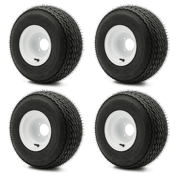 MODZ 8" Golf Assembly Set of 4 18x8.50-8 Golf Cart Tires on 8" 4-4 White Steel Wheels