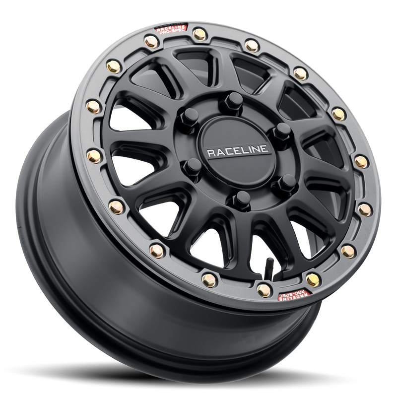 17x7 4x156 +25 Raceline Alpha Black w/ Gunmetal Ring