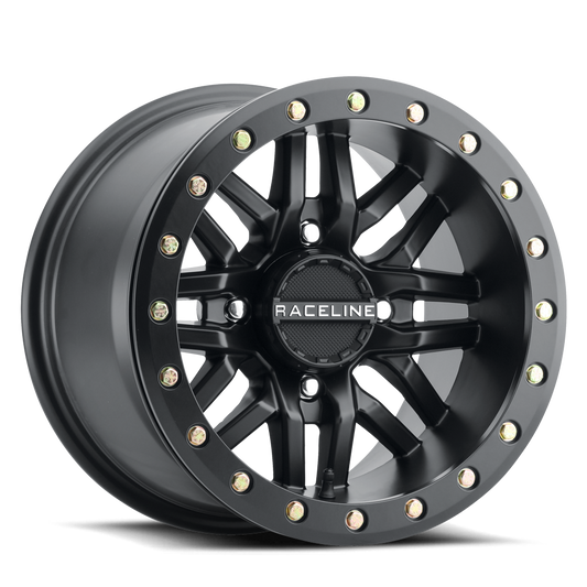 Raceline Ryno Beadlock 14x7 4x156 (5+2) Black w/ Black Ring