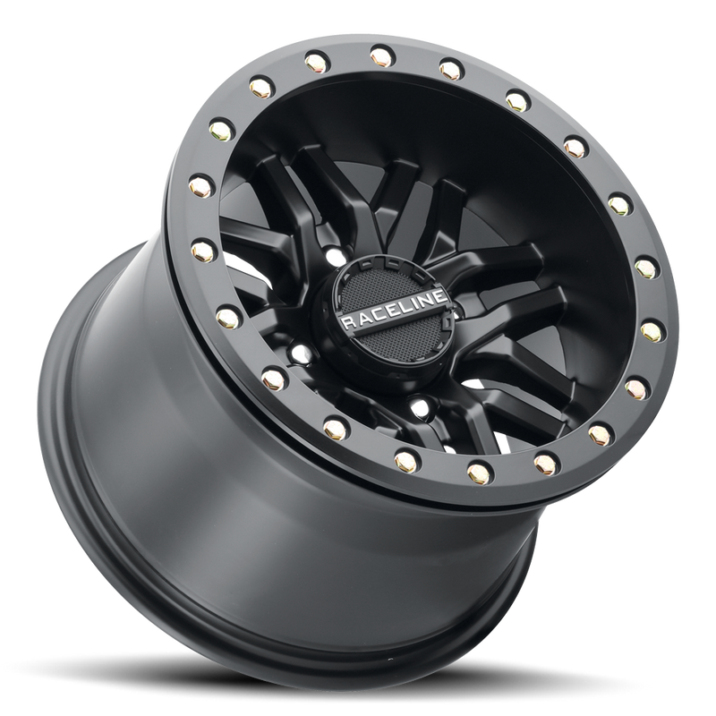 15x10 4x137 (5+5) Raceline BL Ryno Black w/ Black Ring