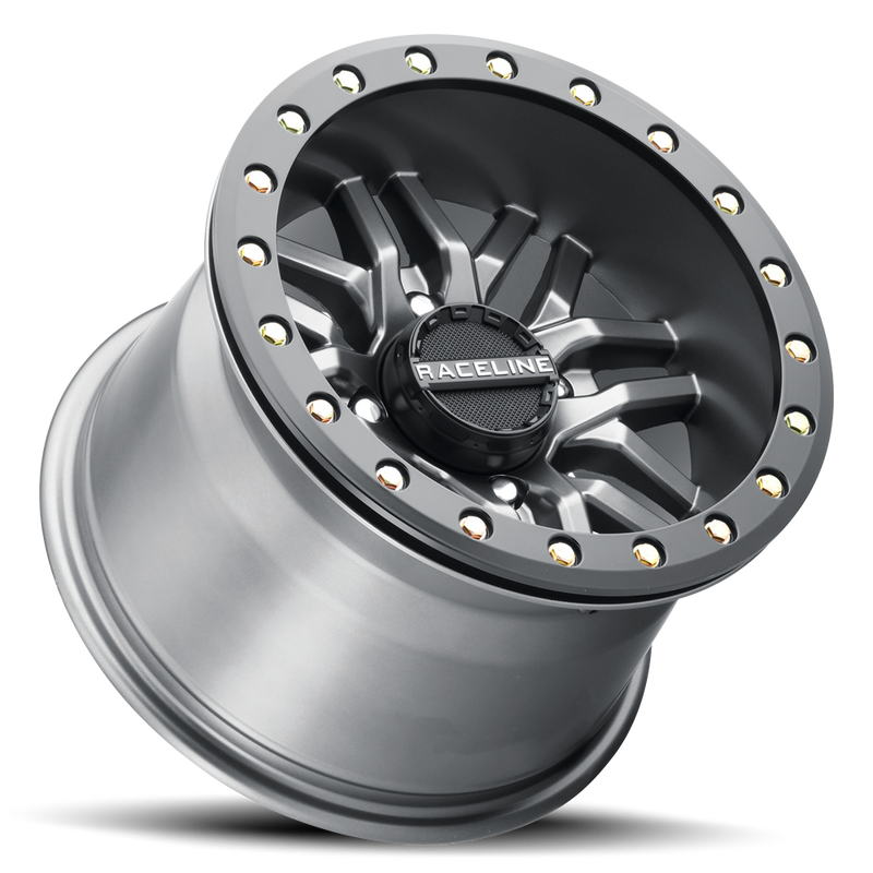 15x7 4x156 (5+2) Raceline BL Ryno Gun Metal w/ Black Ring