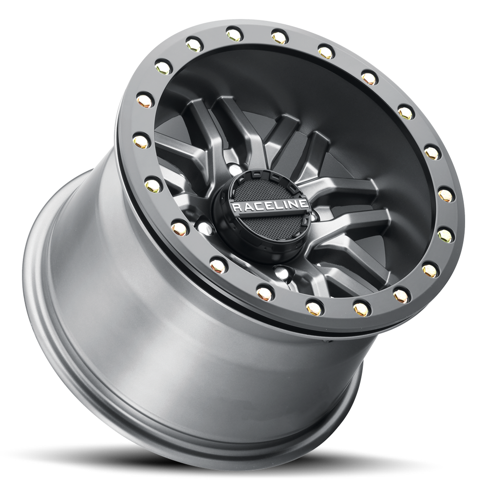 Raceline Ryno Beadlock 14x7 4x156 (5+2) Gun Metal w/ Black Ring