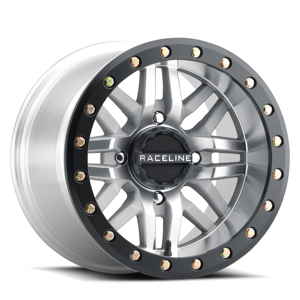 Raceline Ryno Beadlock 15x10 4x156 Black Machined w/ Black Ring