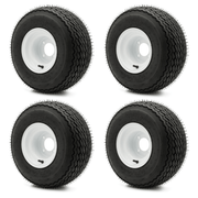 Set of 4 18x8.50 - 8 Golf Cart Tires on 8" 4 - 4 White Steel Wheels - Tires Fast
