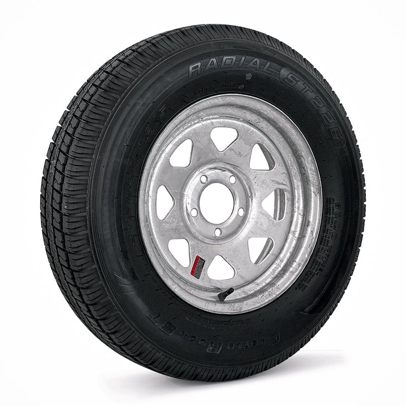ST175/80R13 8 - Ply Trailer Tire on 13" 5 - 4.5 Galvanized Spoke Wheel - Tires Fast