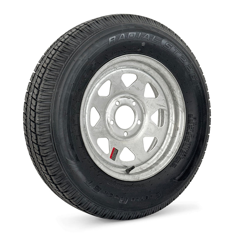 ST205/75R14 8 - Ply Trailer Tire on 14" 5 - 4.5 Galvanized Spoke Wheel - Tires Fast