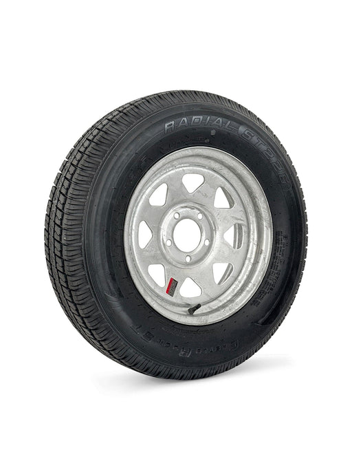 ST205/75R14 8 - Ply Trailer Tire on 14" 5 - 4.5 Galvanized Spoke Wheel - Tires Fast