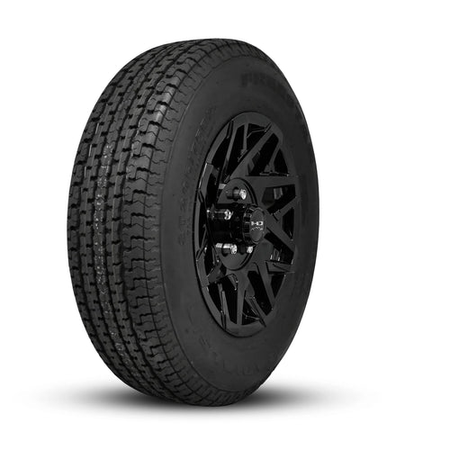 ST205/75R14 8 - Ply Trailer Tire on 14" 5 - 4.5 Gloss Black Canyon Wheel - Tires Fast