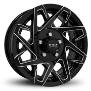 ST205/75R14 8 - Ply Trailer Tire on 14" 5 - 4.5 Gloss Black Milled Edge Canyon Wheel - Tires Fast