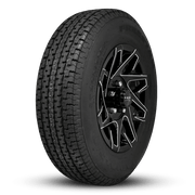 ST205/75R14 8 - Ply Trailer Tire on 14" 5 - 4.5 Gloss Black Milled Edge Canyon Wheel - Tires Fast