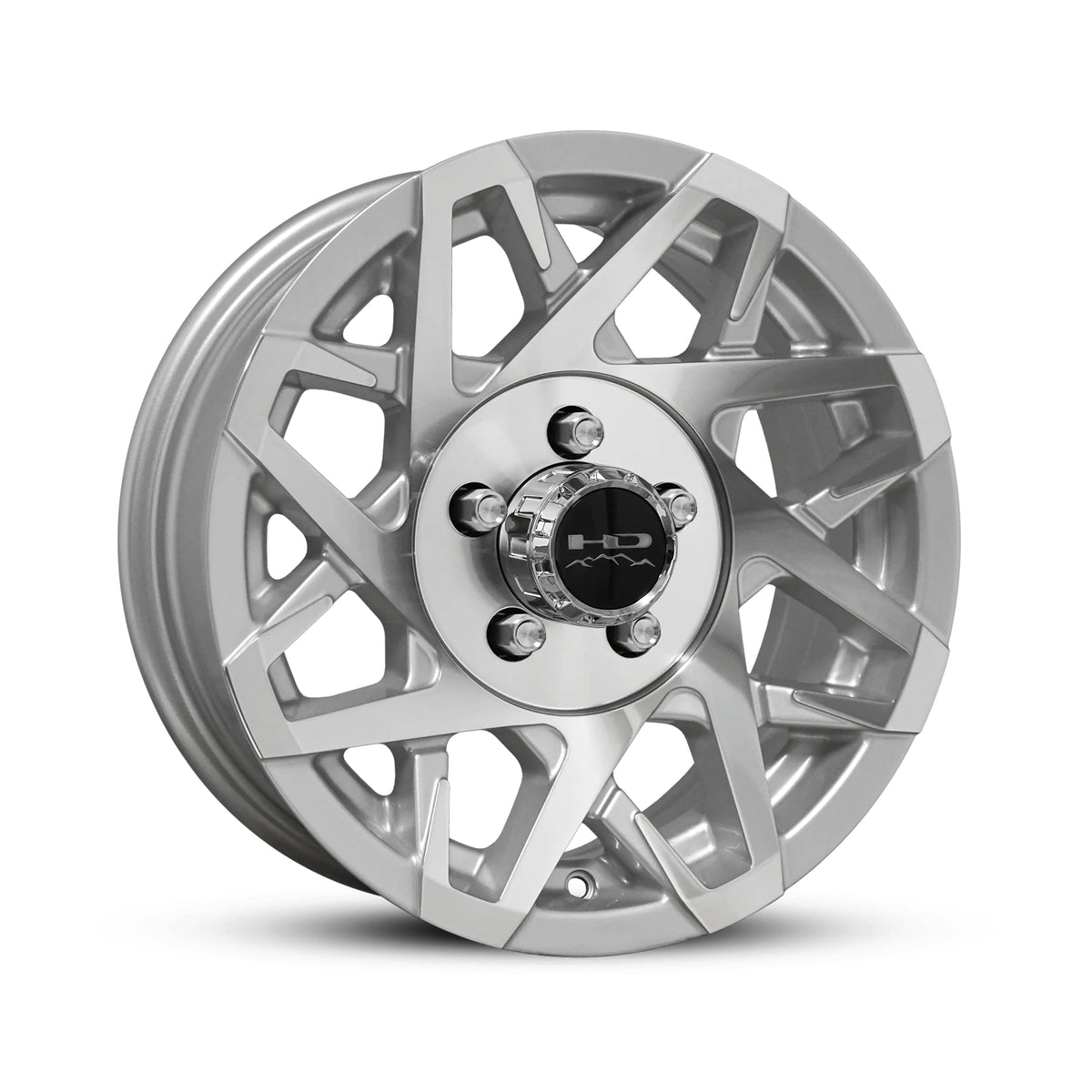 ST205/75R14 8 - Ply Trailer Tire on 14" 5 - 4.5 Gloss Silver Machined Face Canyon Wheel - Tires Fast