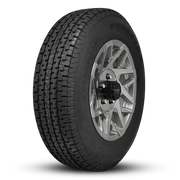 ST205/75R14 8 - Ply Trailer Tire on 14" 5 - 4.5 Gloss Silver Machined Face Canyon Wheel - Tires Fast
