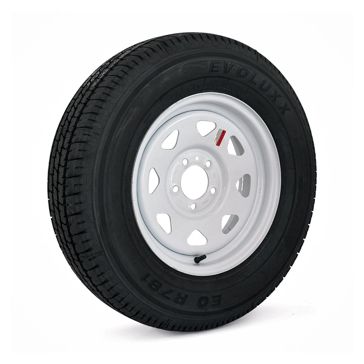 Tow-Rite ST205/75R14 white spoke trailer tire and wheel assembly with 5-lug pattern