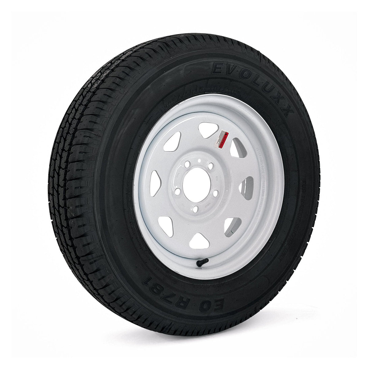 ST205/75R15 8 - Ply Trailer Tire on 15" 5 - 4.5 White Spoke Wheel - Tires Fast