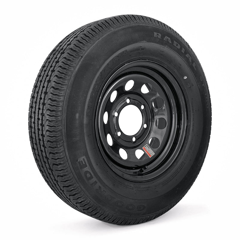 ST225/75R15 10 - Ply Trailer Tire on 15" 6 - 5.5 Black Modular Wheel - Tires Fast