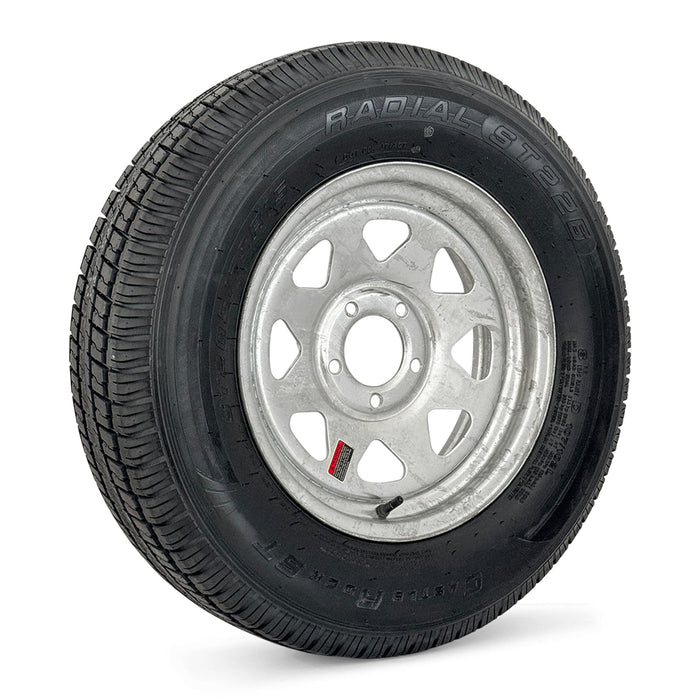 Tires Fast 14" Trailer Assembly 205/75R14 6-Ply Trailer Tire on 14" 5-4.5 Galvanized Spoke Wheel