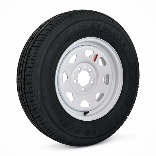 Tires Fast 14" Trailer Assembly 205/75R14 6-Ply Trailer Tire on 14" 5-4.5 White Spoke Wheel