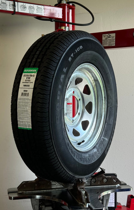 Tires Fast 15" Trailer Assembly 225/75R15 10-Ply Trailer Tire on 15" 6-5.5 Galvanized Spoke Wheel